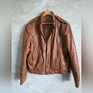 Vintage 90s Y2K Brown Dark Camel Bomber Mens Size L